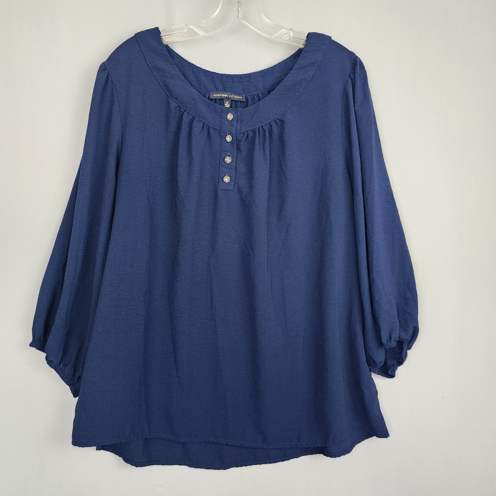 Adrienne Vittadini Blue Shirt Long Sleeve Sz 2x